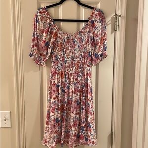 Everly Pink and Purple Smocked Midi Sundress